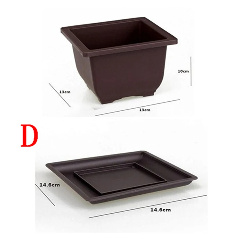 1Set Flower Pot + Tray Balcony Square Flower Bonsai Bowl Nursery Basin pots Planter Imitation Plastic Rectangle Flower Pots