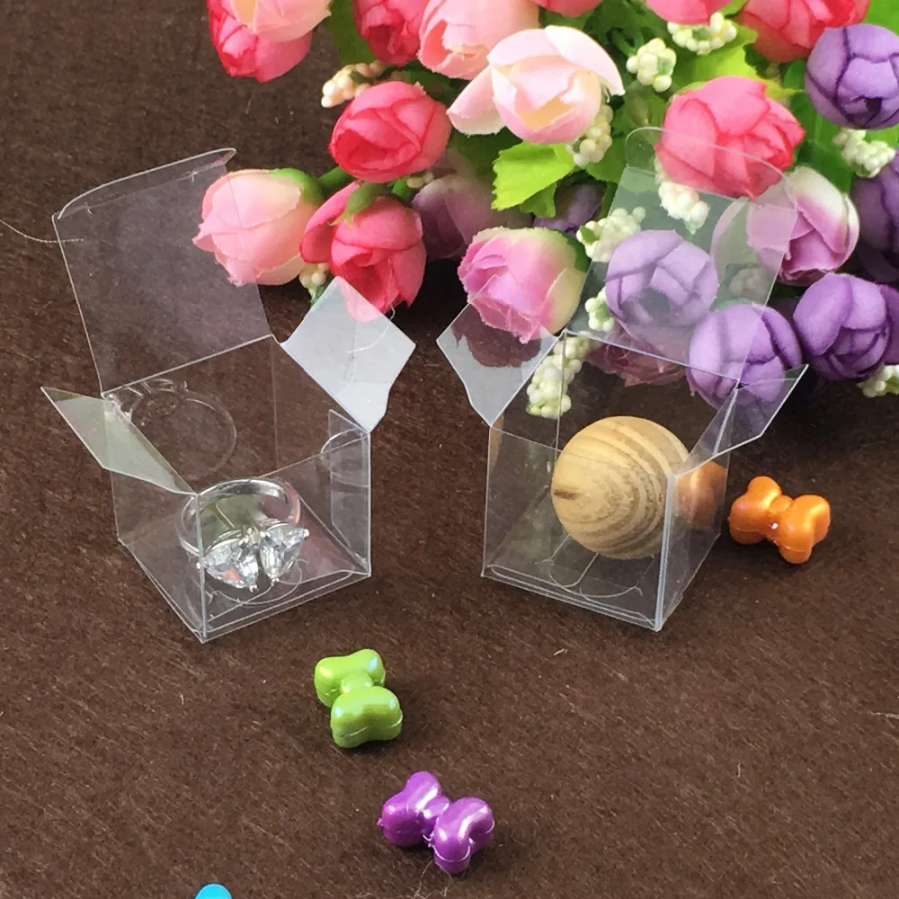 

50pcs 4.5*4.5*4.5cm Clear Wedding PVC Box Gift Craft display Box small Jewelry packing holder Transparent plastic boxes