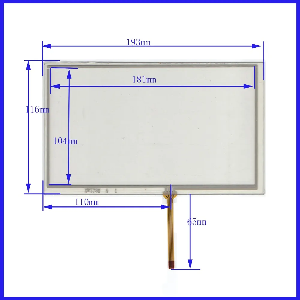 

ZhiYuSun XWT788 193*116 8-дюймовый 4-дюймовый сенсорный экран для GPS автомобиля и промышленного контроллера 116 мм * 110 мм кабель слева мм