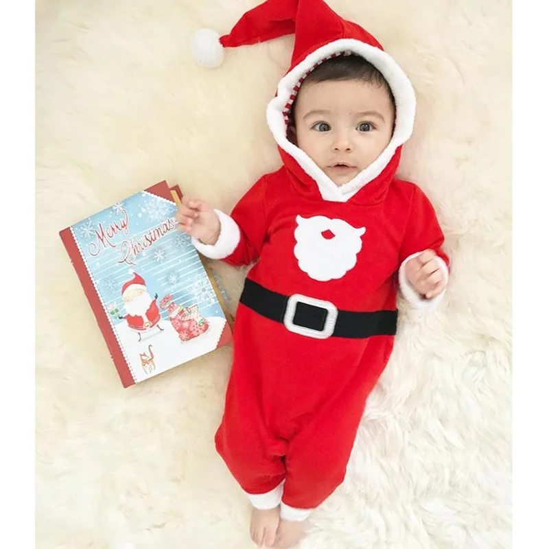 Children\'s Wear Baby Boy Girl Infant Long Sleeve Christmas 100% Soft Cotton Fleece Romper Jumpsuit Playsuit Clothes 0-24M DS19