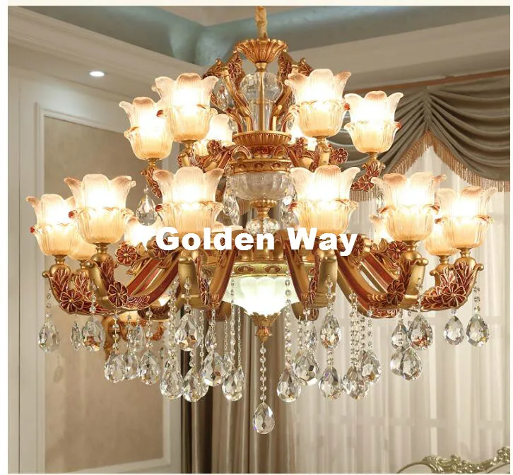 Free Shipping European Zinc Lustres Chandelier Genuine Bronze Color Crystal Chandelier E14 LED AC Brass High Quality Chandelier