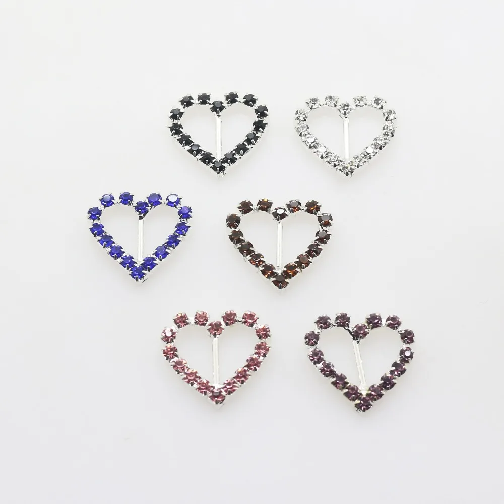 New 21mm*20mm 10pcs/Seet Variety color Heart Crystal Rhinestone buttons Craft decorative Button Diy wedding Embellishment buckle