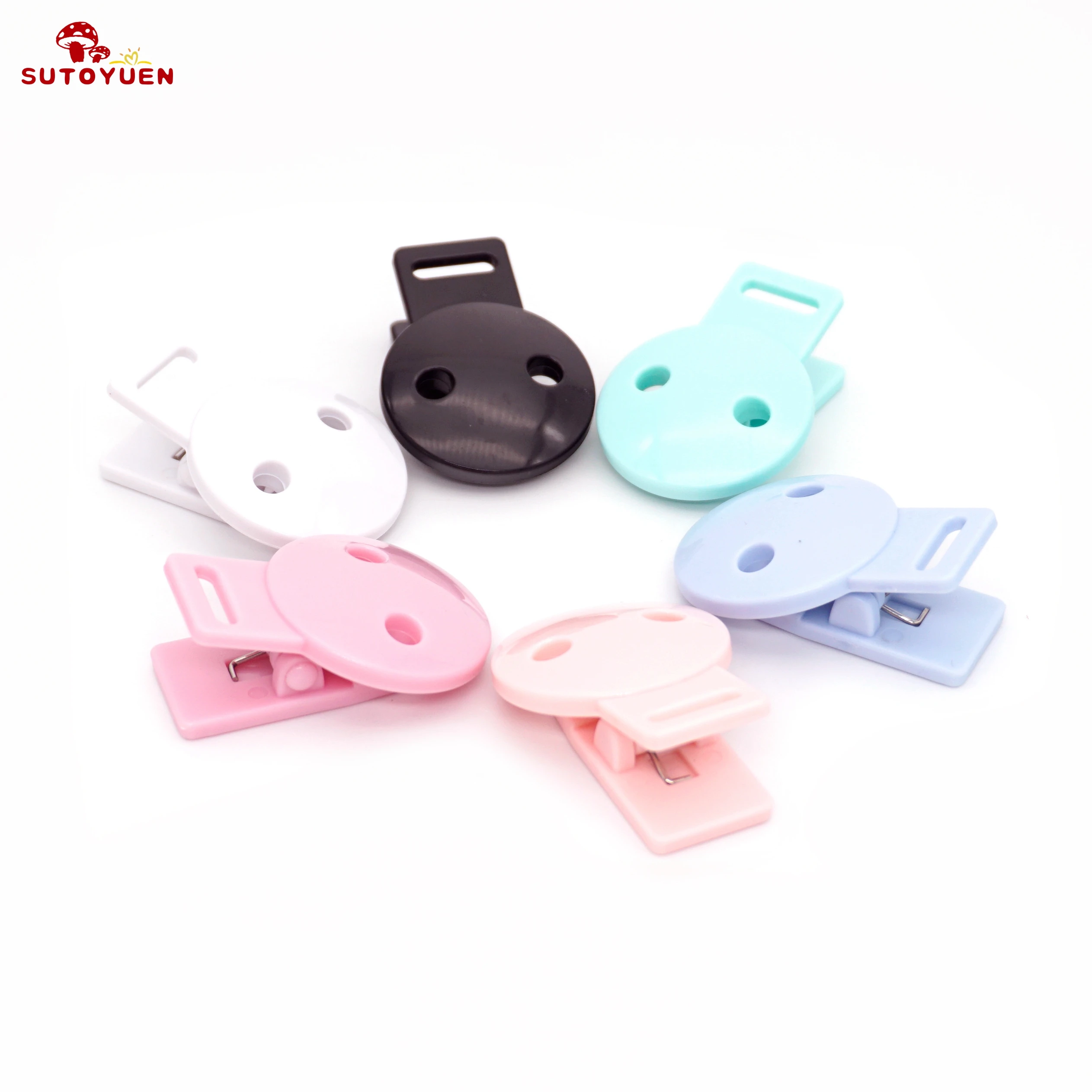 10pcs Plastic Material Clips Round Head Baby DIY Pacifier Clips Holder Chain Accessories Infant Soother Safety Suspender Clips