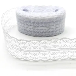 Nuovo 10 Yards Bianco Nastro di Pizzo 45 MILLIMETRI di Larghezza Lace Trim Tessuto FAI DA TE Ricamati passamanerie in Pizzo per Gli Accessori Da Cucire Africano del merletto