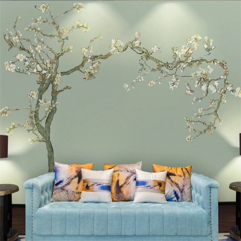 beibehang Custom wallpaper 3d mural painting strokes hand-painted flowers and birds TV background wall living room 3d wallpaper