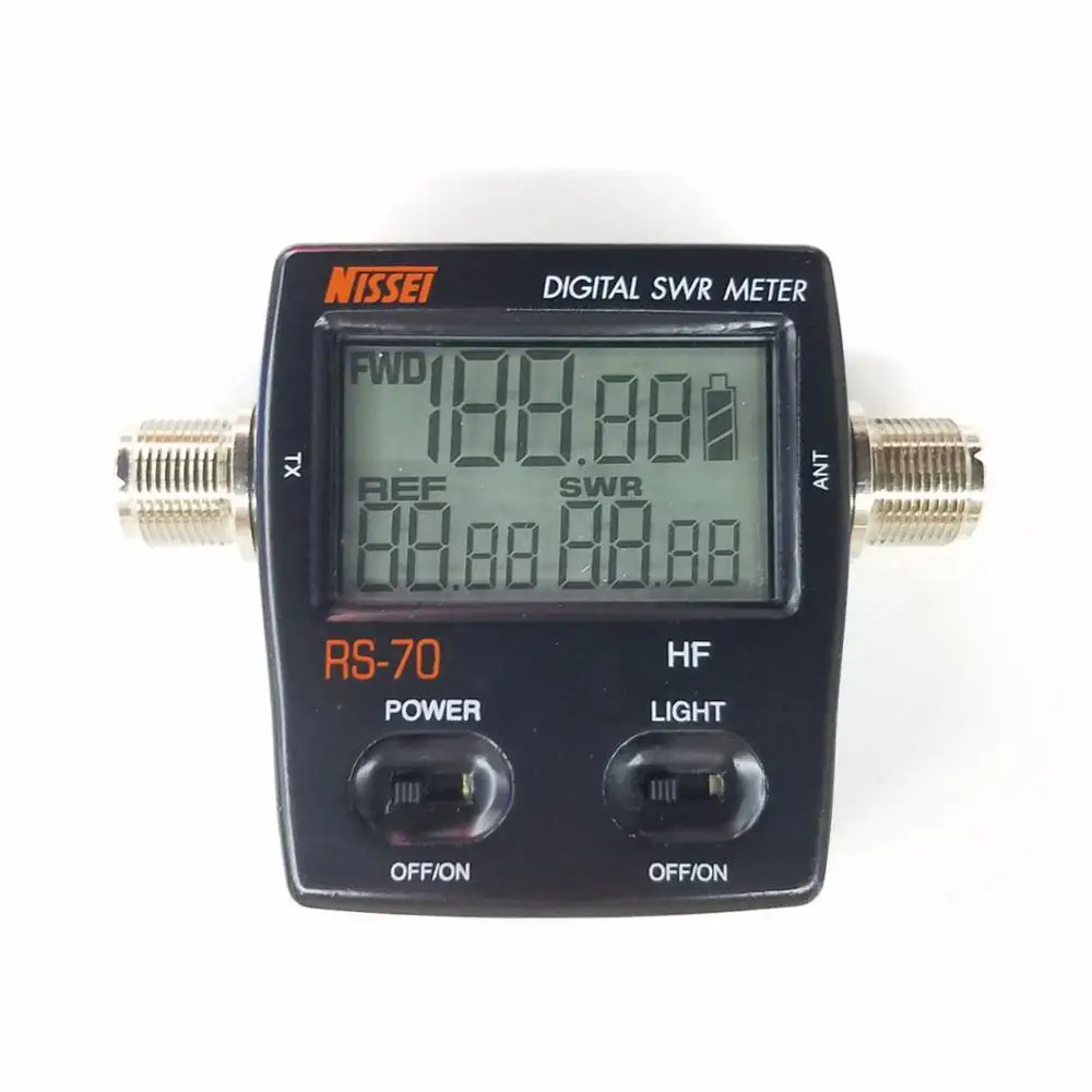 

NISSEI RS-70 Digital SWR/Power Meter HF 1.6-60MHz 200W M Type Connector for TYT Kenwood Baofeng LED Screen Radio Power Counter