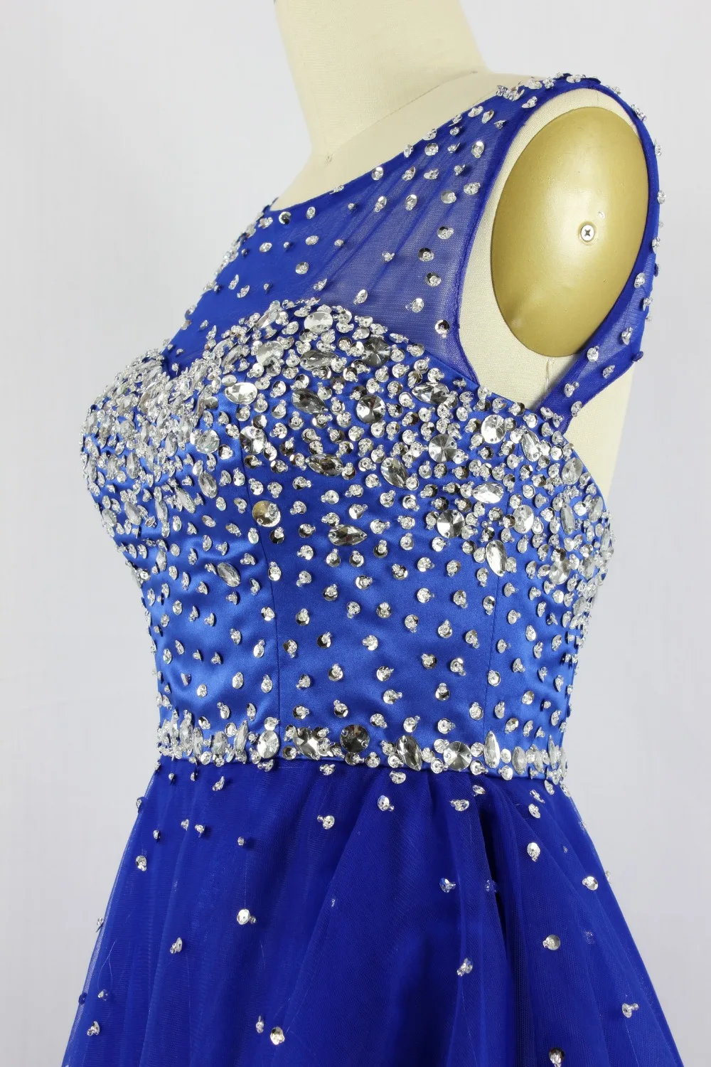 Vestido corto de cóctel para niña, minivestido para fiesta de graduación, Homecoming, azul y verde, con cuentas, línea A, dulce