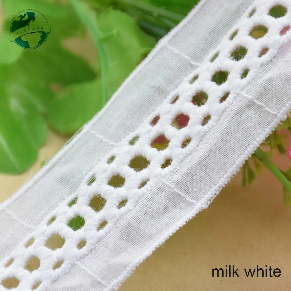 4cm Width White Pure Cotton Embroidery Lace Sewing Ribbon Fabric Guipure Diy Trims Warp Knitting DIY Garment Accessories#3660