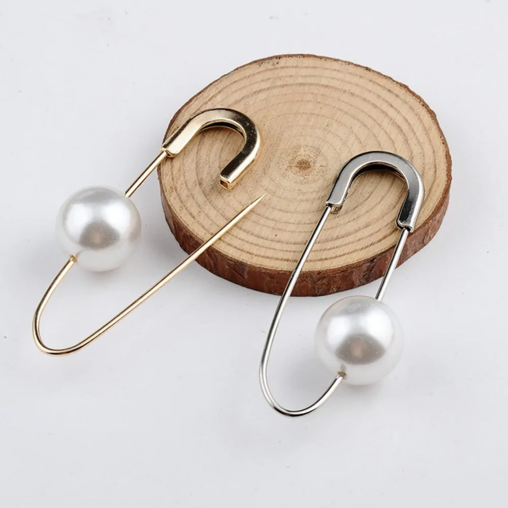 Simulated Pearl Big Pin Brooches for Women Simple Coat Accessories Women Girls Suit Pins Corsage Scarf Buckle Fashion Jewelry