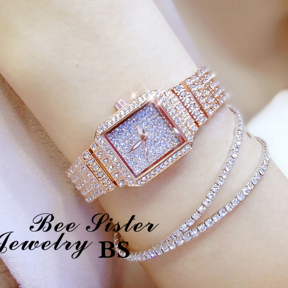 Imagem -02 - Relógio de Cristal Feminino com Strass Relógio de Pulso Elegante Aço Inoxidável com Pedras de Diamante Vestido Novo2023