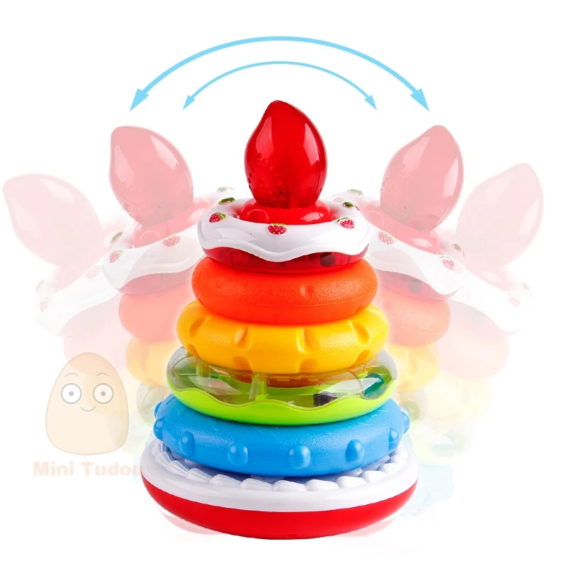 Educational Toys Rainbow Ring With Light Sound Toddler Puzzles Stacking Cup Baby Nesting Tower Sorters Constructor For Children