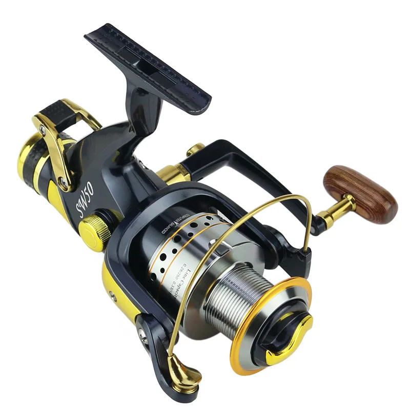 SW Spinning Fishing Reels with Front Rear Drag 5.2:1 9+1BB 5000/6000 Metal Spoon Double Brake Carp Reel Feeder Fishing Wheel car