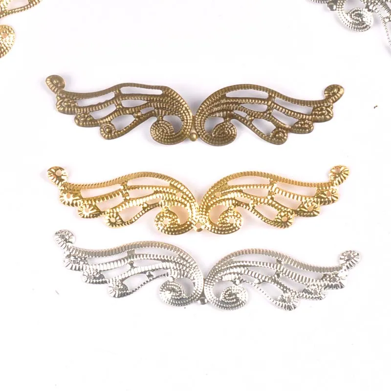 10Pcs 3 color Filigree Wraps Flower Connectors Metal Crafts Gift Decoration DIY Findings Jewelry Making 98x20mm YKL0743