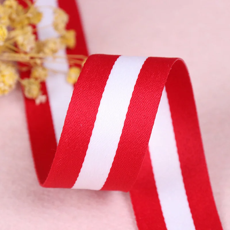 High quality White and red polyester striped Grosgrain Ribbon DIY Belt Clothing accessories handmade sewing accessoriesdiy belt