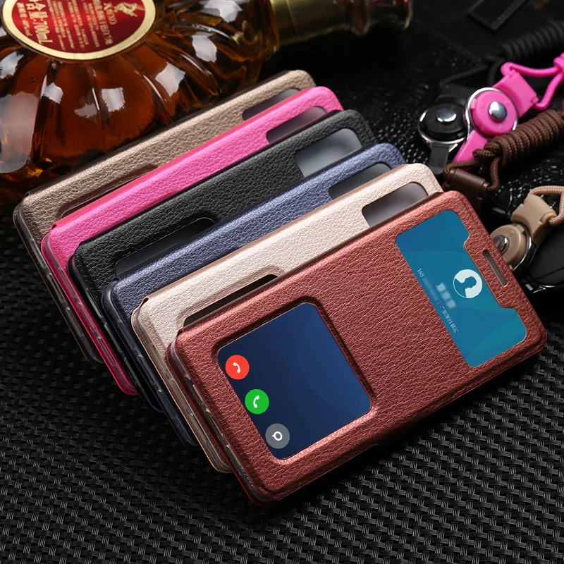 Business Double View Window Flip PU Leather Case For Huawei Honor 50 70 Pro SE X9 Magic 3 4 Pro Nova 9 SE  Lanyard Cover