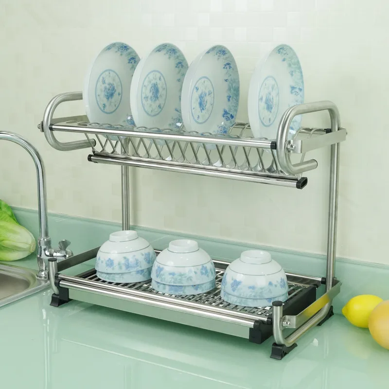 High-grade 304 stainless steel dish rack kitchen shelving storage rack multifunction dishes never rust shipping