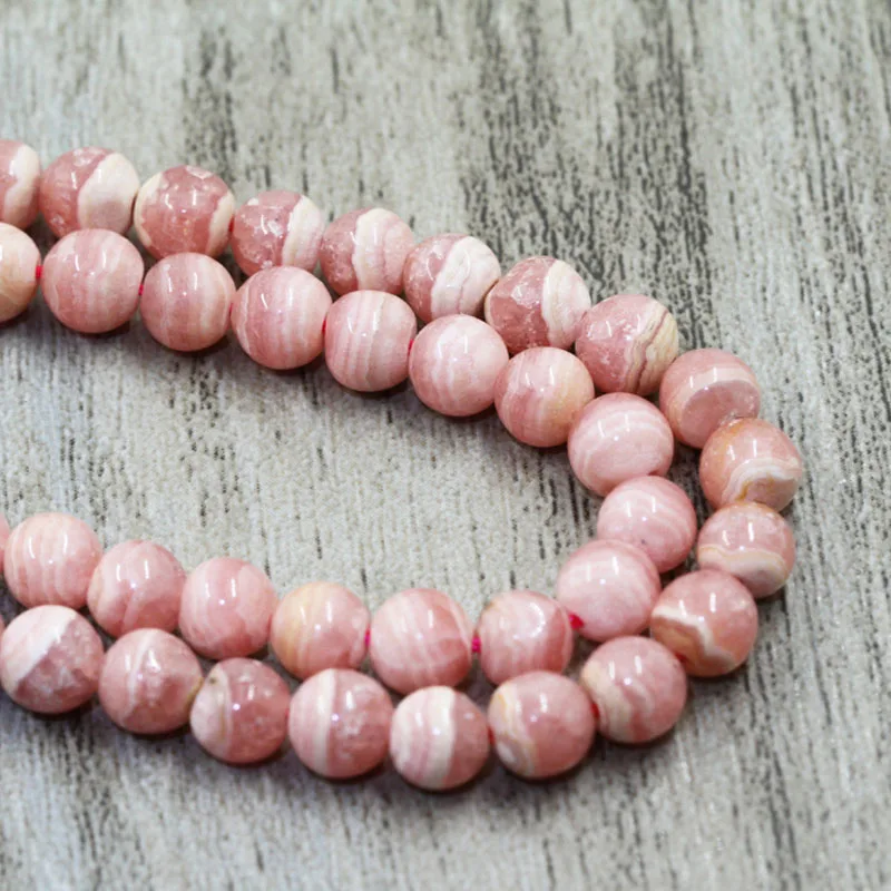 Natural Stone Beads Rhodochrosite Round Rose  dialogite For Jewelry Making 3/4/5mm Pick Size DIY Bracelet