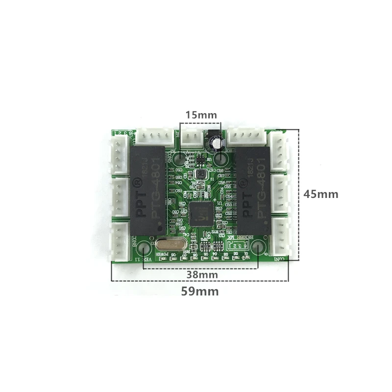 Mini Módulo de diseño de placa de circuito de interruptor ethernet para Módulo de interruptor ethernet de 10/100mbps, placa PCBA de 8 puertos, placa base OEM