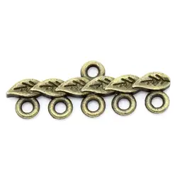 Doreen Box Lovely Connectors Findings Leaf Antique Bronze 28x10mm,50PCs (K02271)