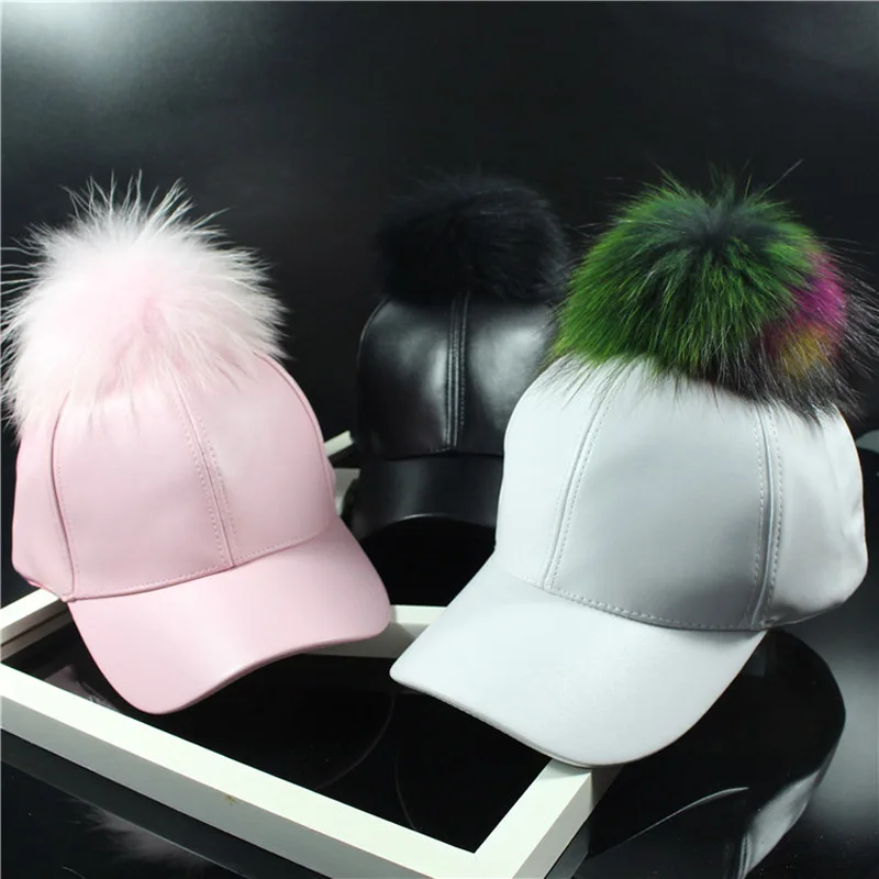 Doitbest الكورية الخريف الشتاء الراكون الفراء النساء الهيب هوب قبعة بيسبول نوبل شعري الجلود snapback قبعات للرجال الفتيات