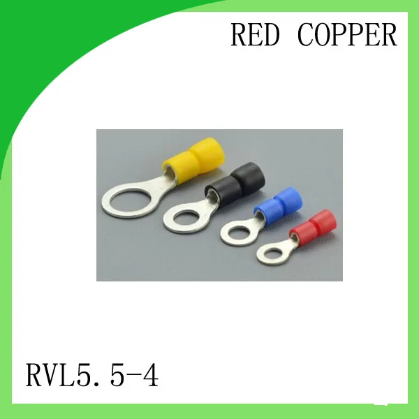 Manufacture  red copper 1000 PCS RVL5.5-4 Cold Pressed Terminal Connector Suitable for 16AWG - 14AWG  Cable lug