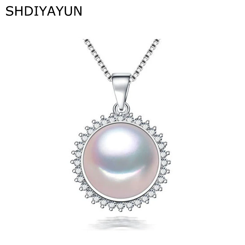 

SHDIYAYUN Fine Pearl Necklace Pearl Jewelry Natural Freshwater Pearl 925 Sterling Silver Jewelry Pendants Diamond Necklace