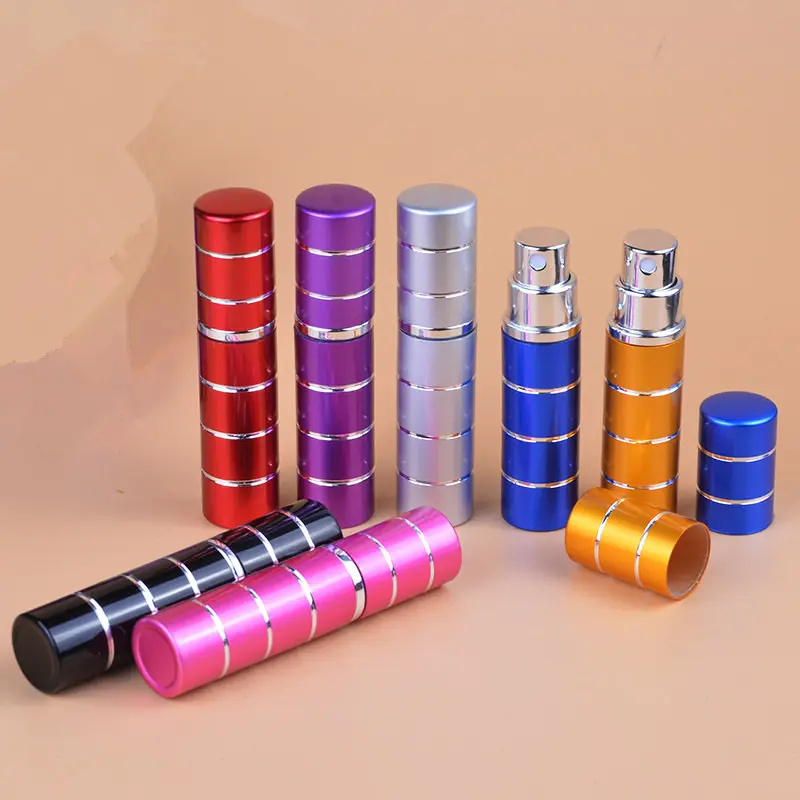 50pcs/Lot 5ml Pump Refillable Atomizer eau de Parfum Aluminum Empty Cosmetic Containers Glass Perfume Bottle Spray Scent Bottle