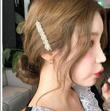 2019 Hot Fashion Versatile Imitation Pearl Hairpin Square Triangle Word Side Clip Bangs Clip Sweet Bride Hair Accessories