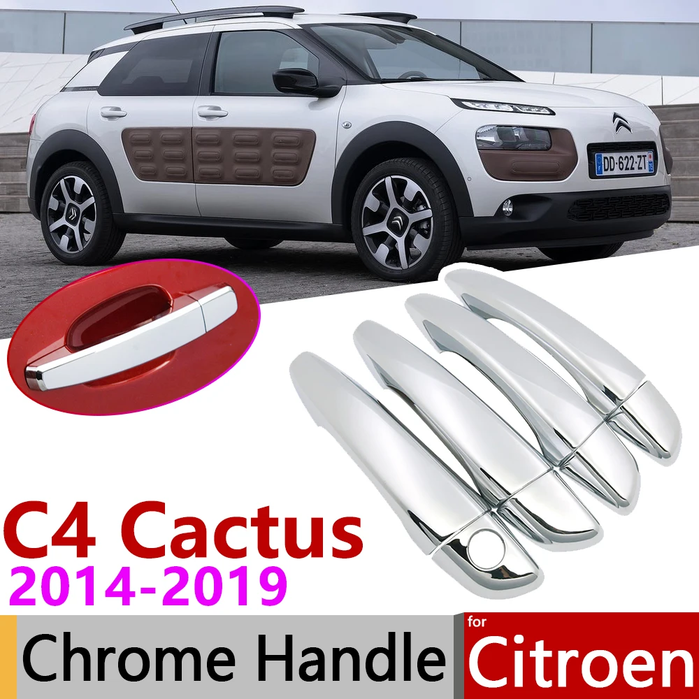 

Для Citroen C4 Cactus 2014 ~ 2019 Роскошная хромированная наружная дверная ручка, аксессуары для автомобиля, Набор наклеек, отделка, 2015, 2016, 2017, 2018