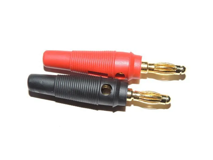 100pcs Gold plated amplifier terminal 4mm banana plug male jack socket for Audio Speaker Connectors Adapter Screw red and black