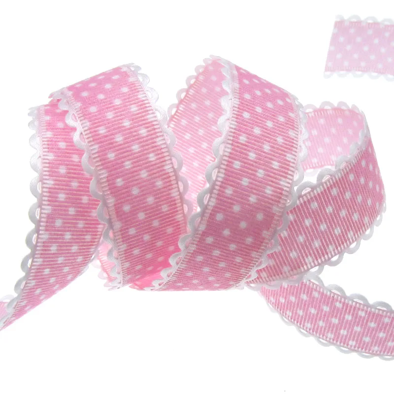 20 jardów 1 "druk w kropki koronkowa wstążka wstążki materiałowe do scrapbookingu opakowanie na prezent rzemiosło DIY dekoracje 2.5cm