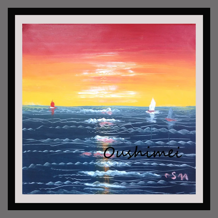 

Hand Painted Sunrise Seascape Home Wall Decor Art Oil Painting On Canvas Landscape Scenery Paintings Hang Picture Cheap Painting
