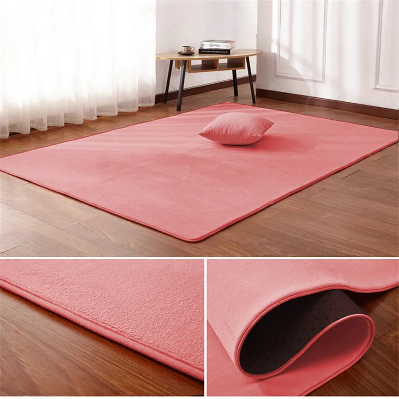 Nordic coral velvet carpet living room floor mat bedroom non-slip blanket living room rug bedroom bedside rectangular floor pad