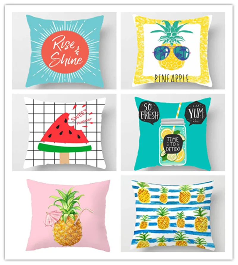 Cute cartoon Cushion Cover Velvet Pillow child Case For Sofa Office Car Home Pillowcase lattice watermelon