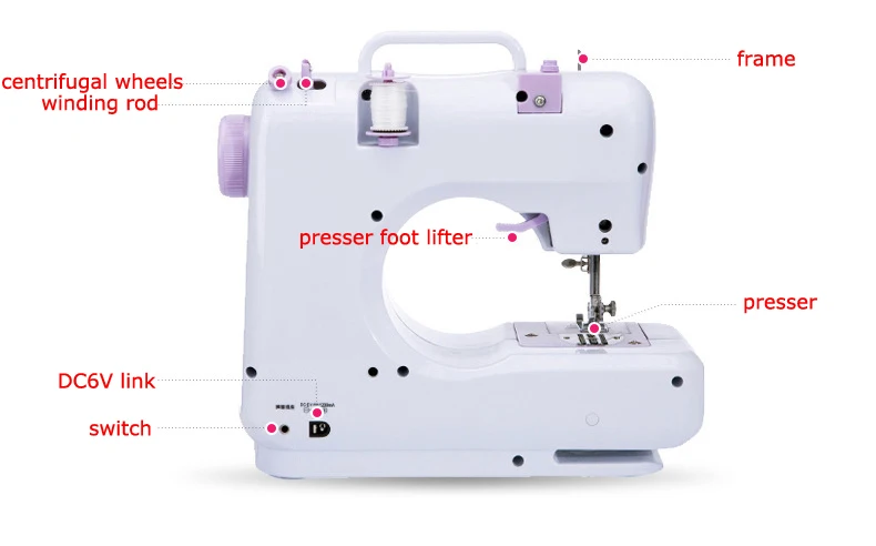 UDFR-505A 6v المنزلية الخياطة آلة