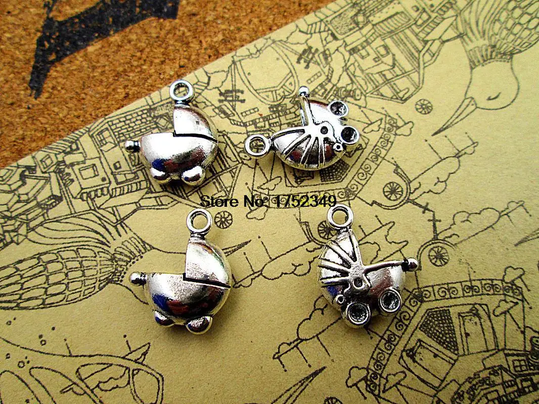 25pcs 16*13mm antique silver tone Stroller charms pendant