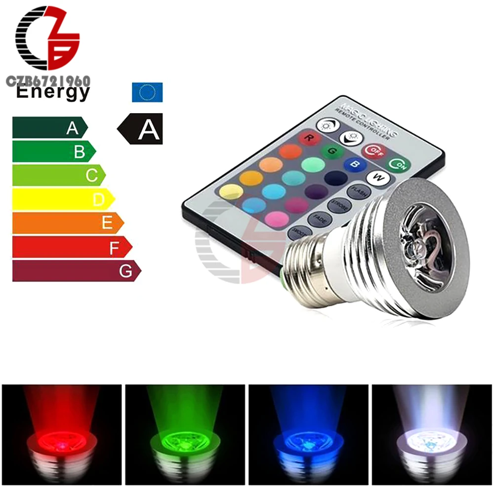 NEW 3W 16 Color E27 LED RGB Magic Spot Light Bulb Lamp Wireless Control Remote