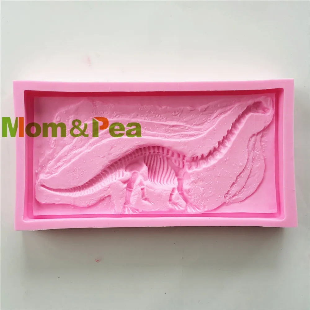 Mom&Pea 1141 Free Shipping Dinosaur Shaped Silicone Mold Cake Decoration Fondant Cake 3D Mold Food Grade Pink