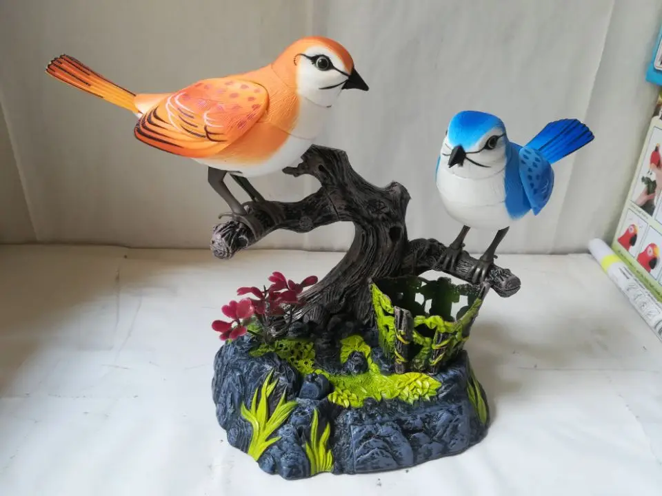 artificial birds model,large 18x20cm voice control sounds couples birds handicraft home decoration Christmas gift b1278
