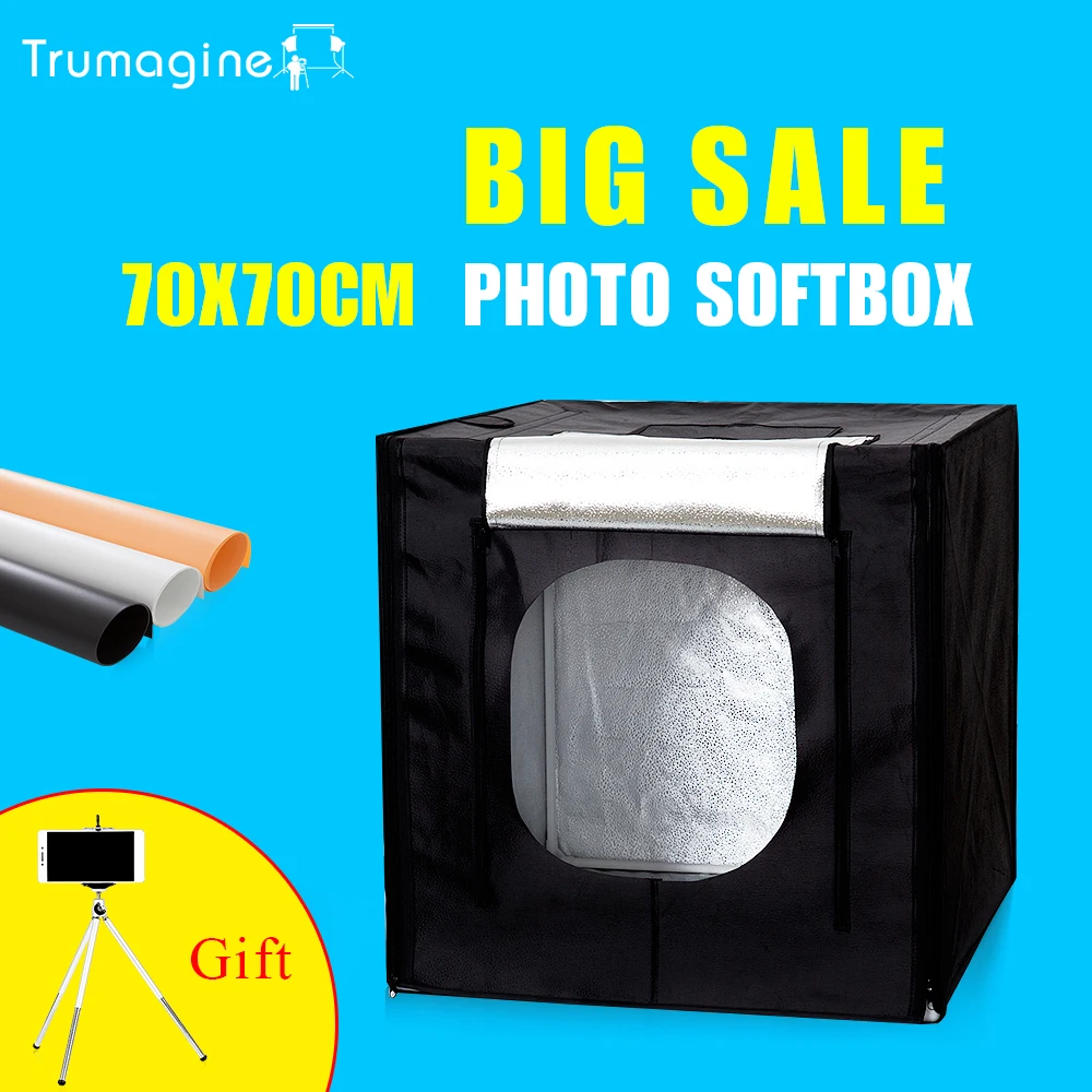 TRUMAGINE 70CM LED Photo Studio Softbox Light box Shooting Light Tent Photography Soft Box Kit For Camera Phone