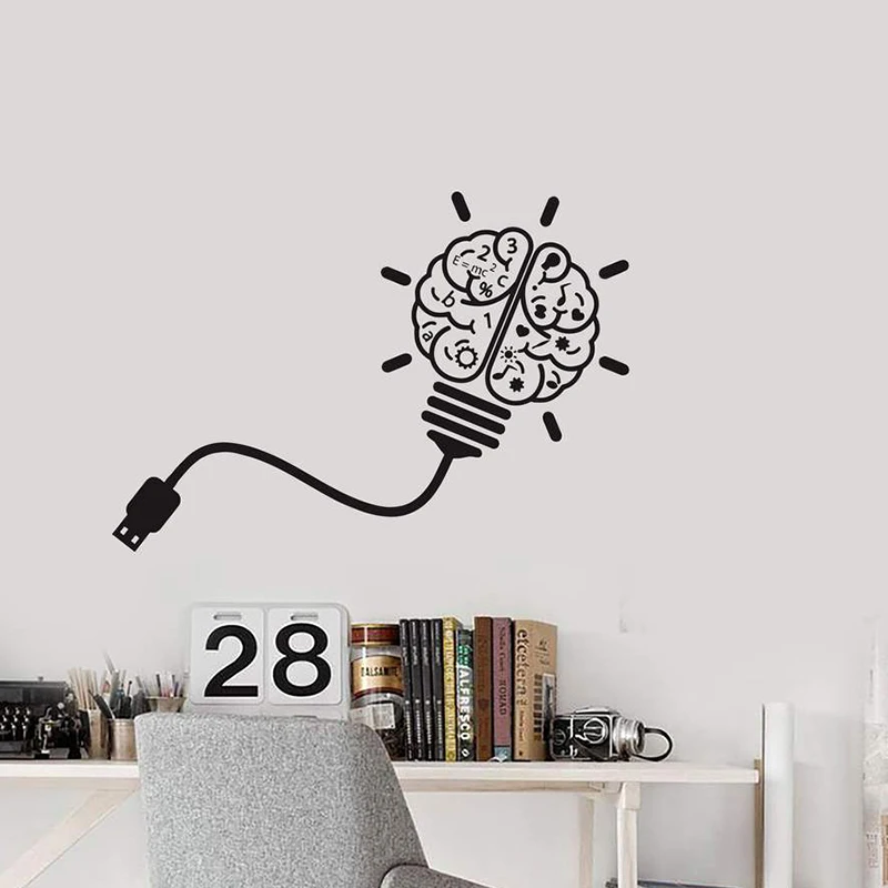 Vinyl Decal Wall Sticker USB Brain Study Art Science Removable Art Mural Decor  For Classroom Home Decoration Decor L989