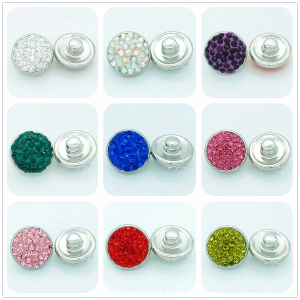 

Hot sale 10pcs beauty simple color 12MM Rhinestone&caly snap buttons Shambala snap buttons fit DIY 12mm snap jewelry wholesale