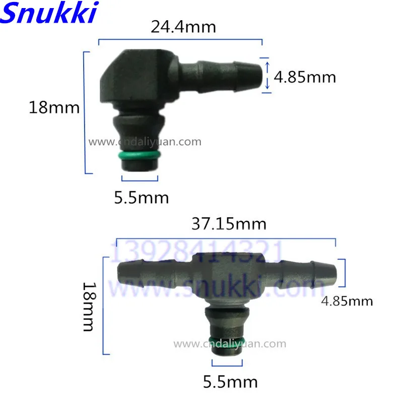 

L and T type Rail Injector Return Oil Backflow Pipe Connector Plastic Tee connector for Bosch 110 Series Injector 5pcs a lo