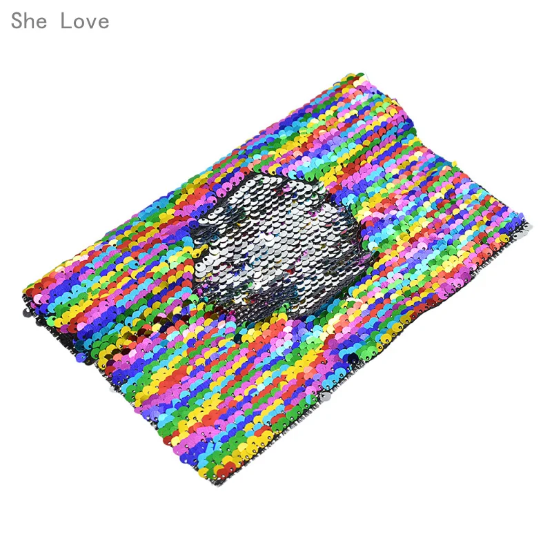 Chzimade Rainbow Reversible Sequin Fabric Sewing Cloth Garments DIY Handmade Materials Craft Making Accessories