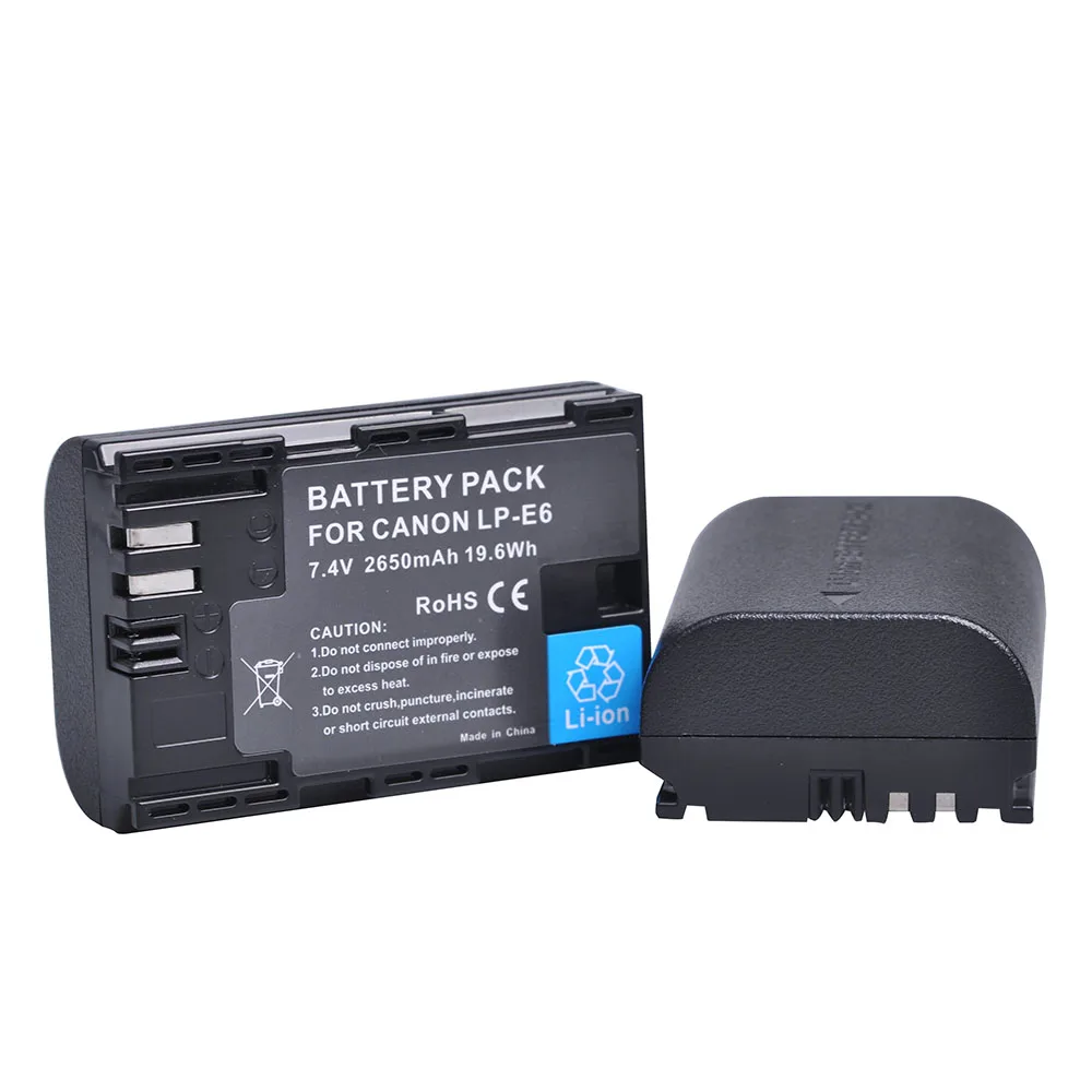 2x2650mah bateria da câmera LP-E6 lpe6 lp e6 + lcd carregador usb para canon dslr eos 5d mark ii iii 60d 60da 7d 70d 6d