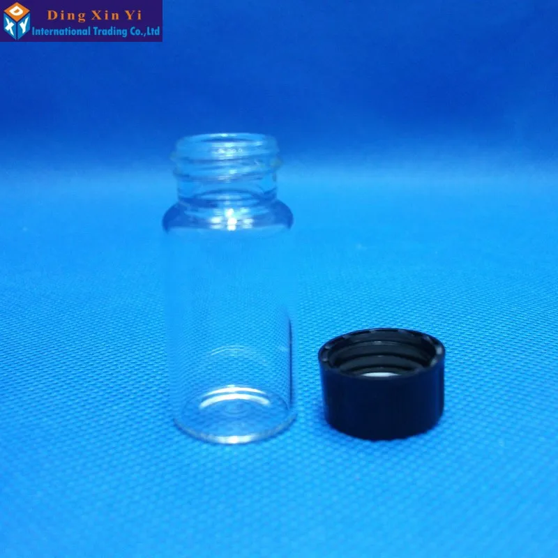 5ML 10pcs/lot Mini glass Vials glass sample bottles Transparent Glass Bottle With Black Screw Cap