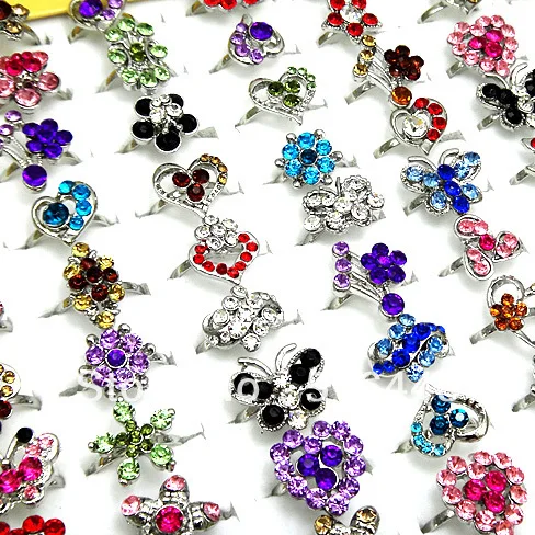 

Big Promotions 50pcs Crystal Czech Rhinestones Fashion Silver Plated Adjustable Women Rings Wholesale Jewelry Lots A-040