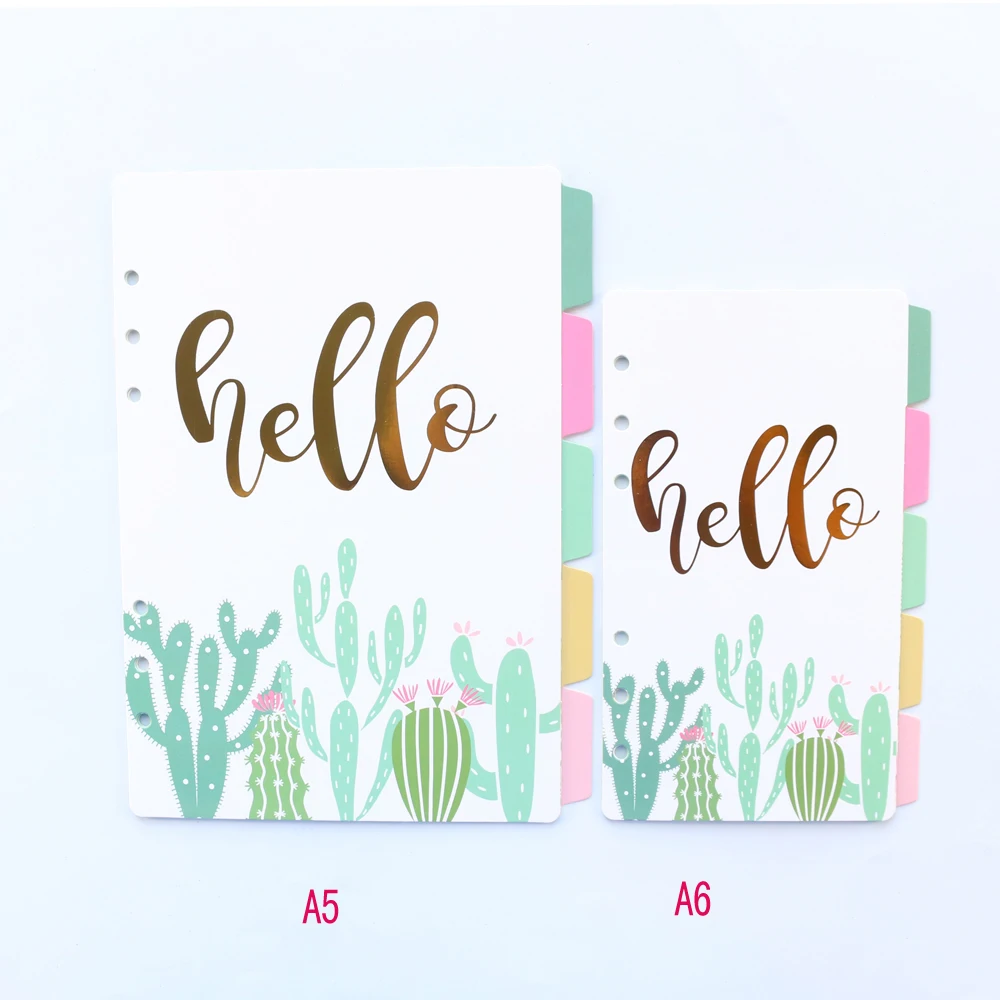 Domikee cute 6 rings paper index divider for binder planner notebook stationery,candy notebook paper divider accessories A5 A6