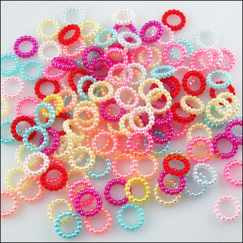 250Pcs Mixed Round Circle Acrylic Plastic Spacer Beads Charms 10mm