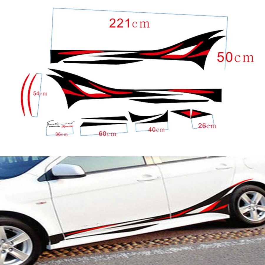 

2Pcs Sport Flame Decor Vinyl Car SUV Body Sticker Side Hood Decal Free Shipping Whole Body Car Sticker